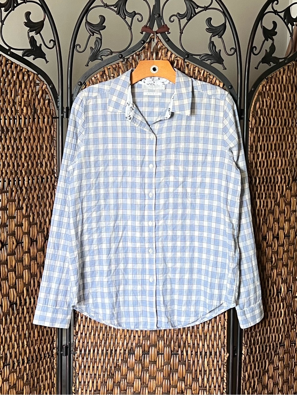 S Lucky Brand Plaid Cotton Blouse